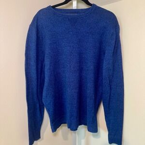 Mens 1901 Navy Cotton Cashmere Crew Neck Long Sleeve Sweater Large Medieval Marl